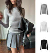 打底衫 现 圆领轻薄羊毛天丝高弹长袖 次日早晨 保暖显瘦WEEEECHAN