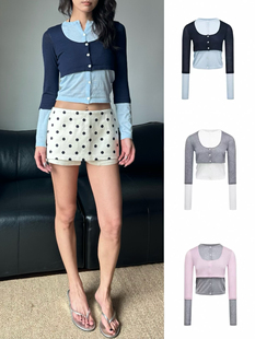 碳酸同款 WEEEECHAN次日早晨｜ 真丝羊毛假两件撞色针织开衫