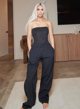 次日早晨next day morning 卡戴珊同款宽松长裤运动裤