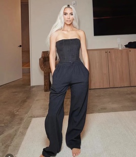 次日早晨next day morning 卡戴珊同款宽松长裤运动裤