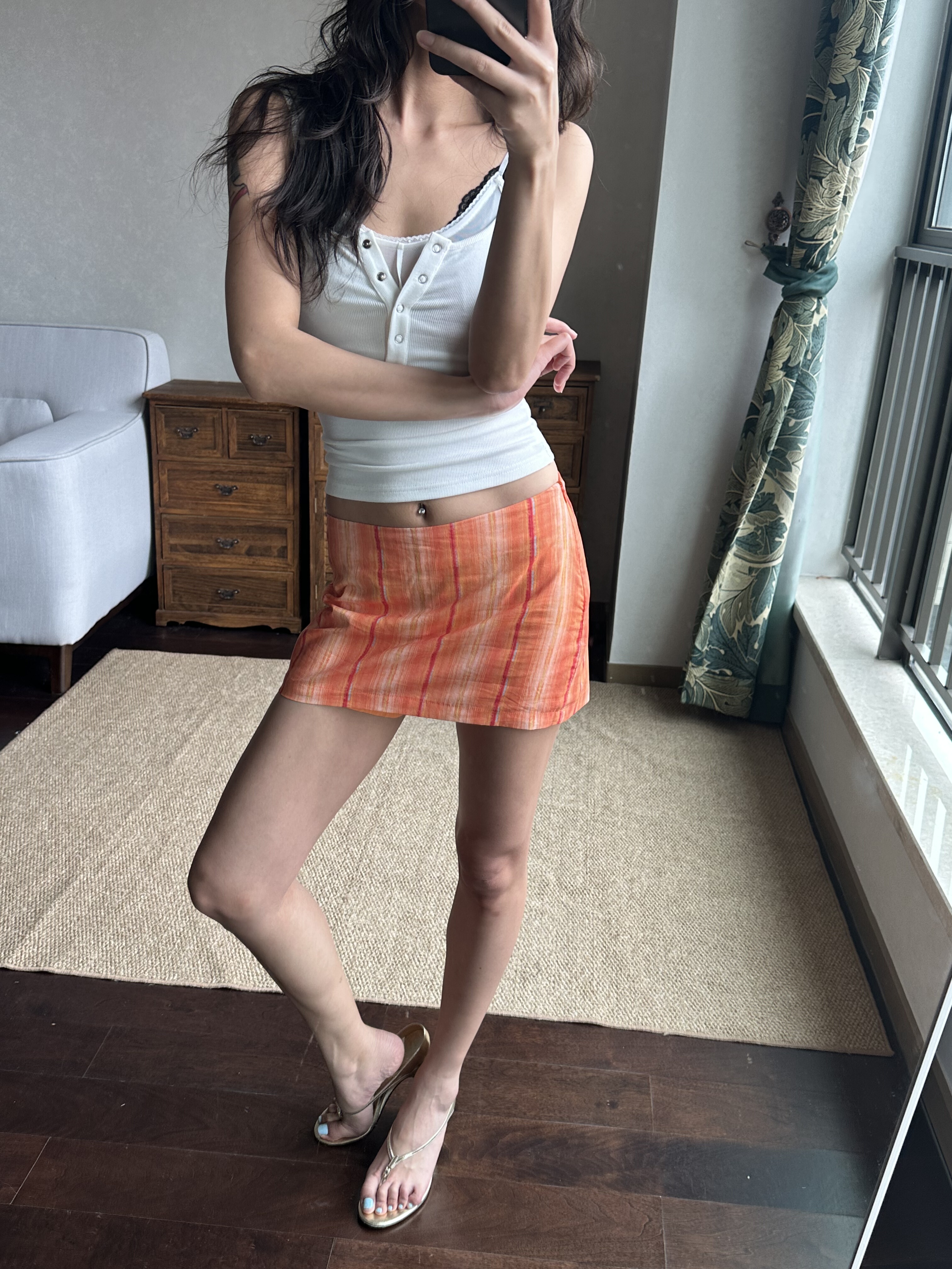 WEEEECHAN次日早晨 竖条印花复古显瘦半裙超短裙 带安全裤,女装/女士精品,半身裙,淘宝优惠券,粉丝福利购,淘宝优惠卷