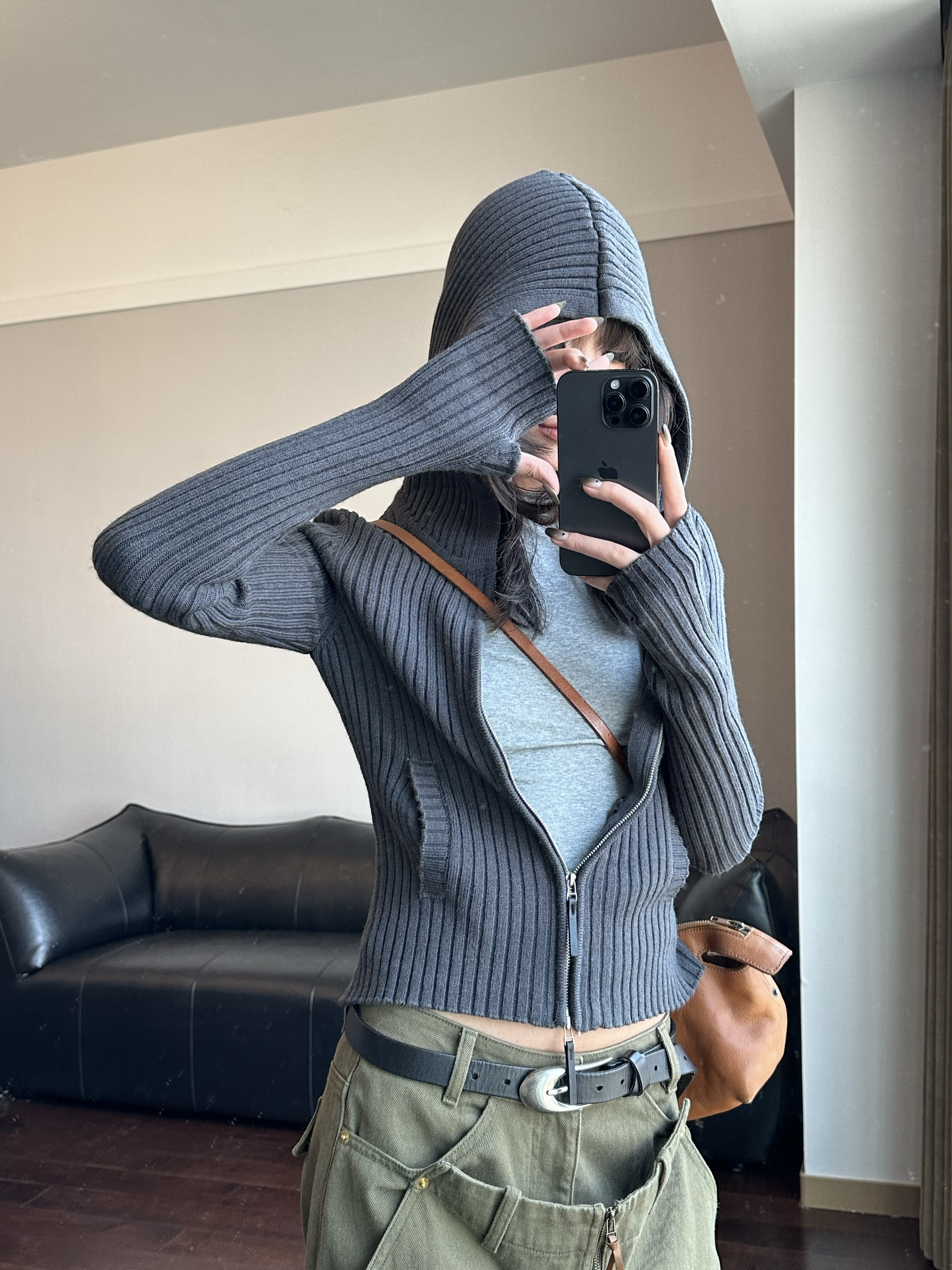 现货 WEEEECHAN 次日早晨  ｜修身螺纹连帽羊毛针织开衫