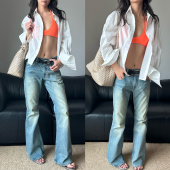 WEEEECHAN Fig 次日早晨｜中腰前长后短喇叭牛仔长裤