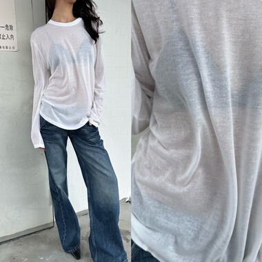 现货 赵露思刘雯同款 WEEEECHAN次日早晨天爽亚麻针织宽松Tee上衣