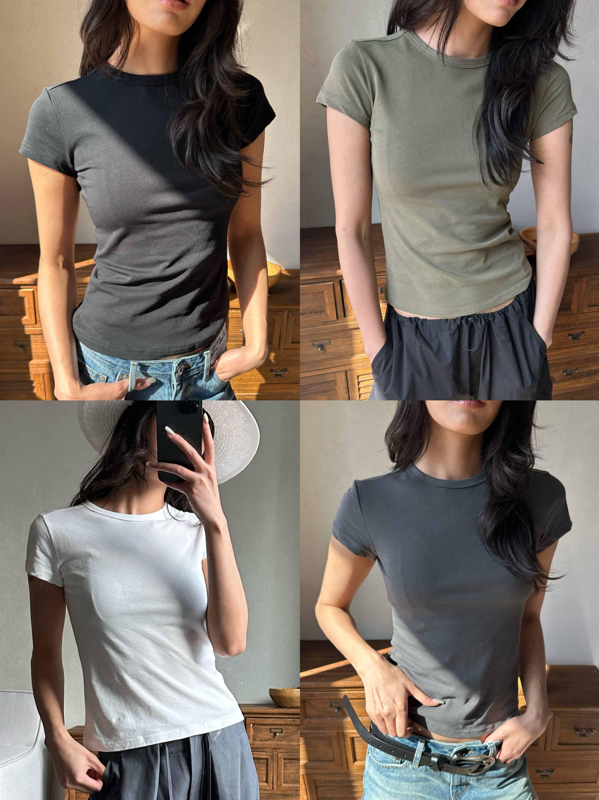 WEEEECHAN次日早晨 经典基础款百搭长绒棉小飞袖圆领修身短袖T恤