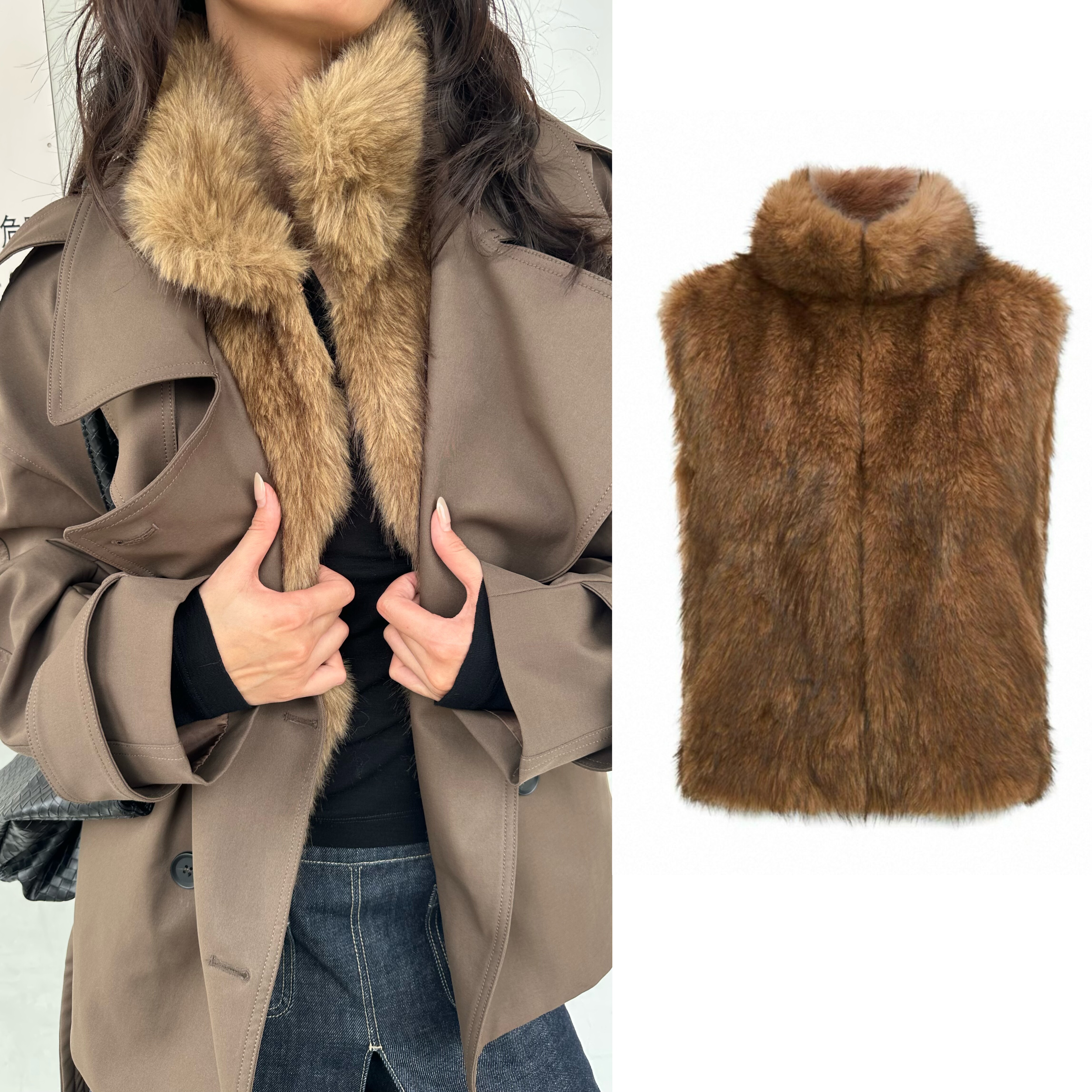 现货 碳酸同款 质感挺括 皮毛一体 WEEEECHAN 短款环保皮草马甲