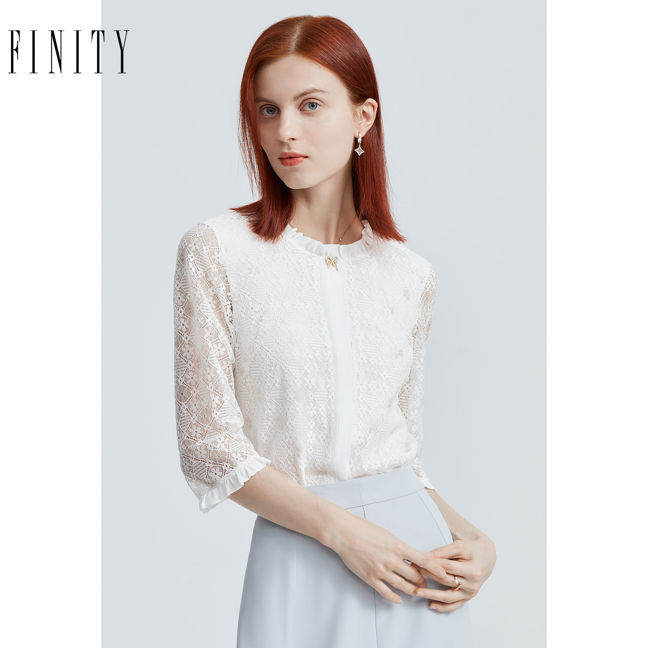 FINITY品牌镂空设计感雪纺衫
