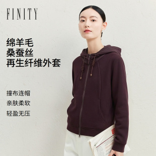 【绵羊毛】FINITY菲妮迪短外套2026年秋季新款简约连帽上衣女装