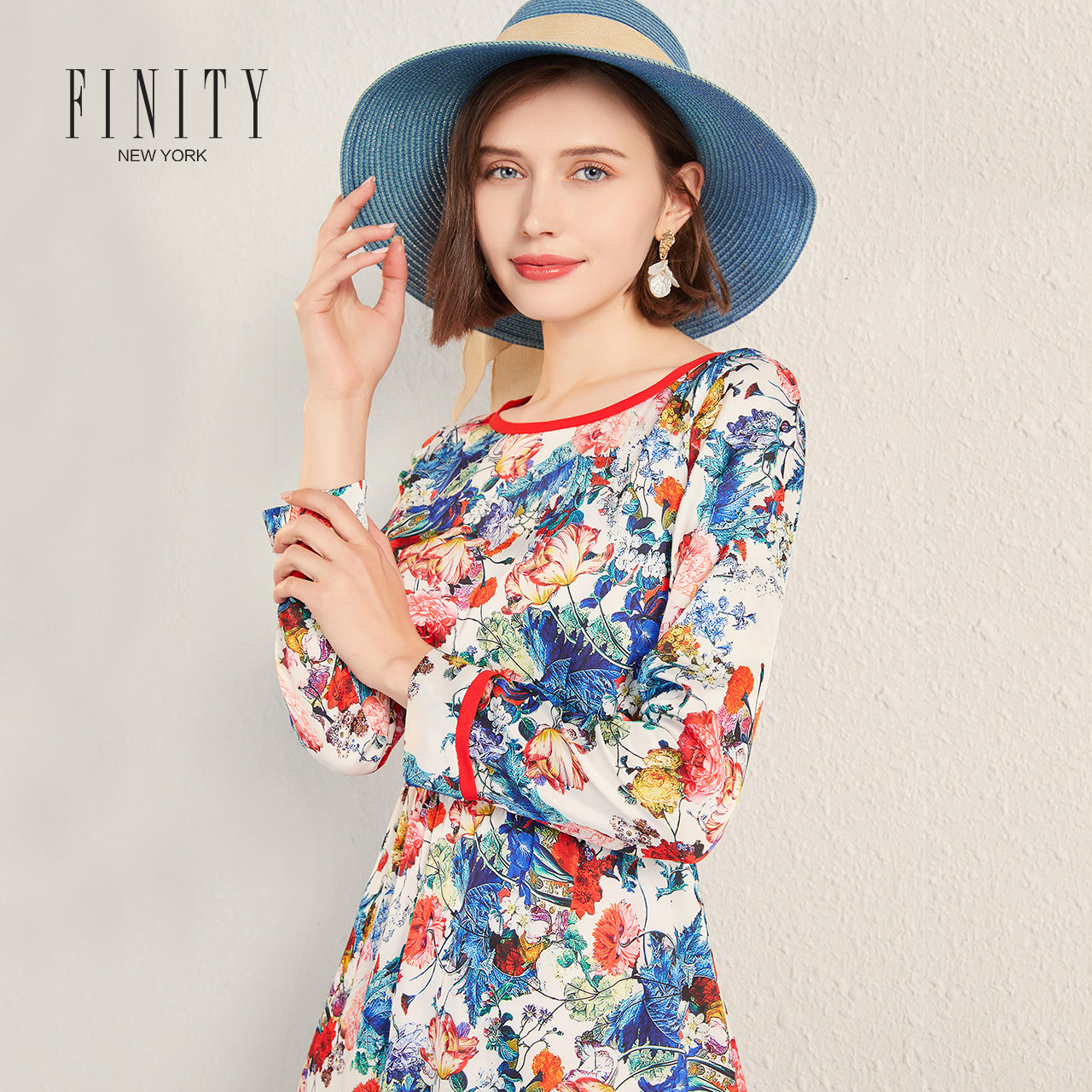 FINITY秋装流行收腰仙女裙子显瘦气质小香风休闲连衣裙女