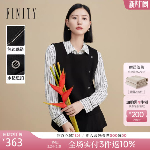 拼接不规则设计外套女 简约黑色无袖 菲妮迪品牌背心2026年春季 新款