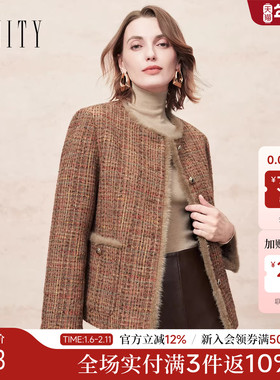 FINITY菲妮迪棉服棉袄2025年冬季新款简约气质小香风优雅外套女士