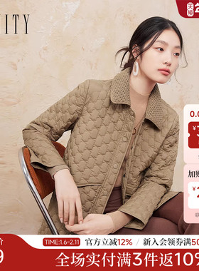 FINITY菲妮迪棉衣棉服2025冬季新款简约菱格时尚气质保暖外套女