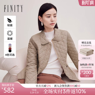 菲妮迪品牌棉衣棉服2025年冬新款 简约卡其气质保暖轻薄通勤外套
