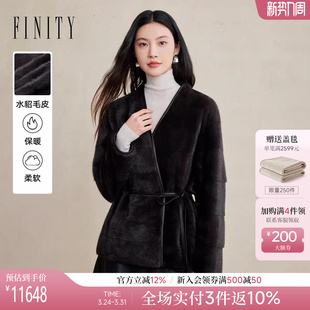 V领系带收腰优雅奢贵外套 FINITY菲妮迪皮草26春新款 水貂毛皮