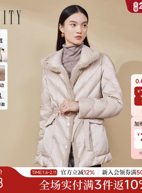 FINITY菲妮迪90鹅绒羽绒服2025冬季新款水貂毛领气质保暖外套女