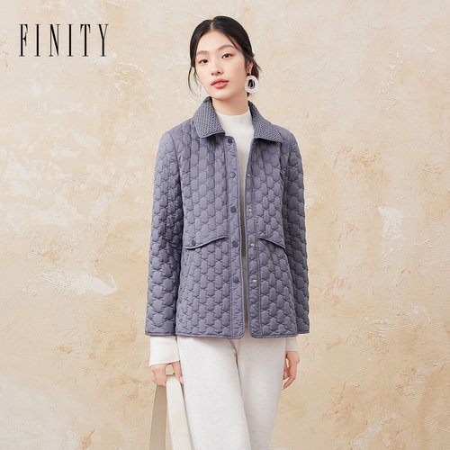 FINITY菲妮迪棉衣棉服2026冬季新款简约菱格时尚气质保暖外套女