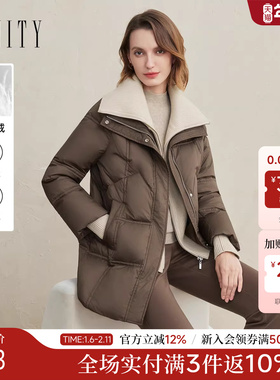 FINITY菲妮迪羽绒服2026年春季新款简约大翻领轻盈保暖羽绒外套女