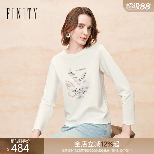 FINITYT恤印花圆领长袖上衣