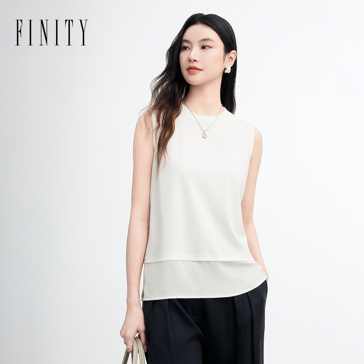 FINITY菲妮迪小背心2026年春季新款简约白色无袖显瘦气质上