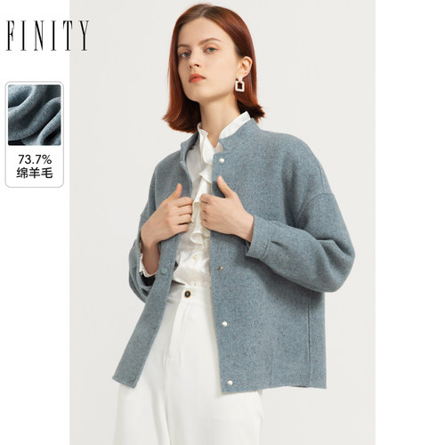 FINITY短款休闲羊毛呢子大衣