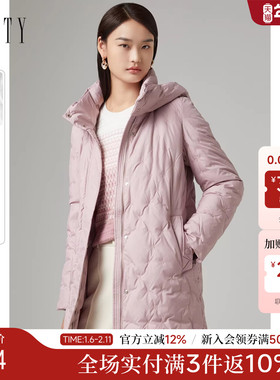 FINITY白鸭绒羽绒服2025年冬季新款气质连帽简约中长款保暖外套女