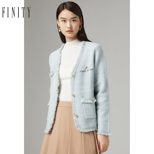 FINITY小香风短外套冬季简约气质时尚宽松减龄外搭上衣女