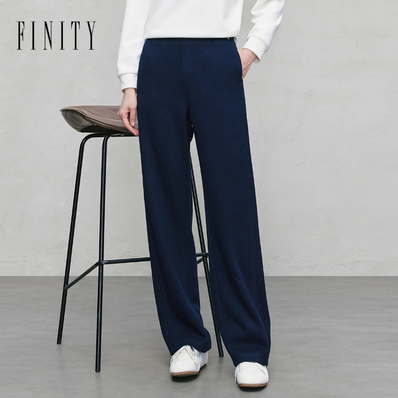 FINITY菲妮迪休闲裤2025年秋季新款简约气质藏青色垂感百搭长裤女