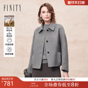 【骆驼绒】FINITY菲妮迪毛呢外套2025年冬季新款简约双面呢大衣女