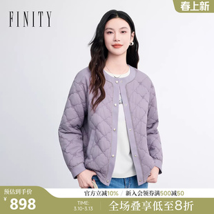FINITY菲妮迪棉服棉袄2026春新款紫色圆领休闲通勤短款保暖外套女