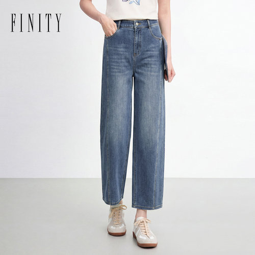 FINITY菲妮迪牛仔裤2026年秋季新款简约棉质宽松百搭通勤长裤女装