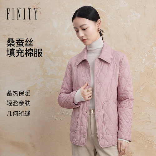 FINITY菲妮迪棉服26秋季新款翻领刺绣轻薄保暖棉袄外套长袖上衣女