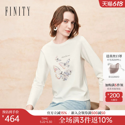 FINITYT恤印花圆领长袖上衣