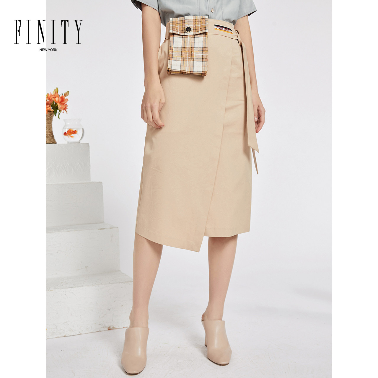 FINITY春款女装不规则半身裙女时尚收腰显瘦气质包臀短裙