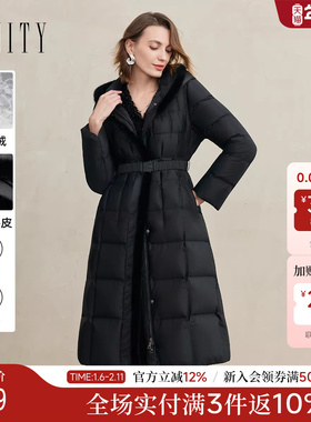 【水貂毛皮】FINITY菲妮迪羽绒服2025冬季新款简约连帽保暖外套女