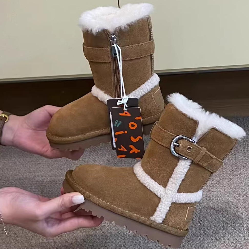 冬款牛皮侧拉链两穿TOODA雪地靴