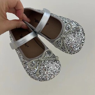 Y MI韩国童鞋男女宝宝2024春款亮晶晶蝴蝶结魔术贴单鞋儿童