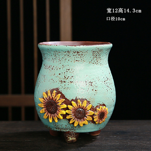 多肉花盆陶瓷大号特价韩式肉肉植物小花盆粗陶紫砂法师老桩高花盆