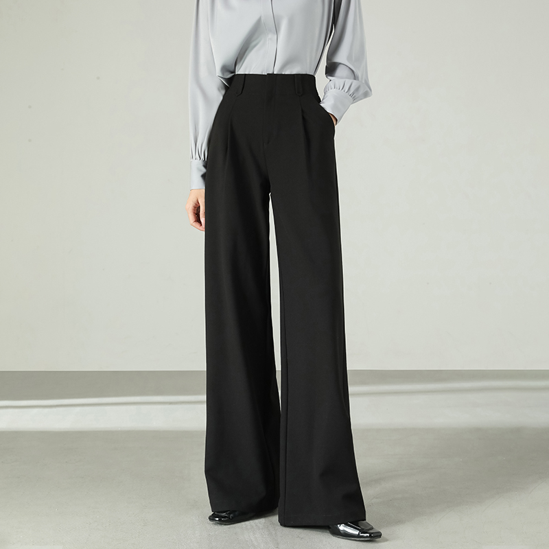 高级感垂感西装裤女夏季2025新款直筒宽松裤子高腰显瘦黑色宽裤