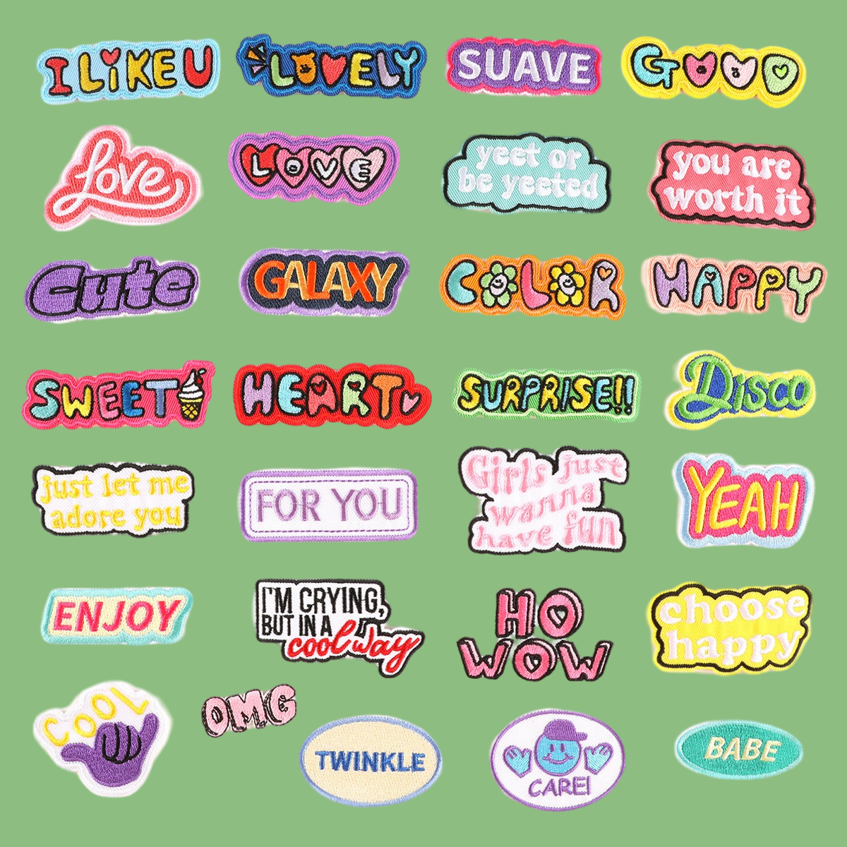 时尚刺绣布贴儿童英文字母卫衣服裤子破洞缝补丁贴布熨烫装饰贴花