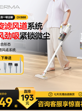 德尔玛吸尘器家用小型大吸力强力大功率手持式多用猫毛地毯吸尘机