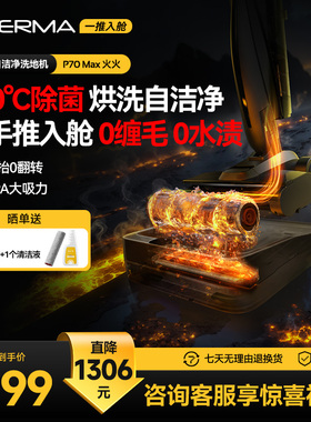 德尔玛P70Max火火洗地机吸拖洗一体家用躺平推入式烘干智能拖地机