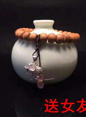 印度老山檀香6/8mm28颗老型珠吉象手串手链送女友新款百搭批  发