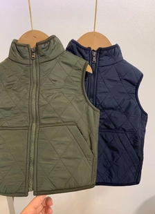 男童女童摇粒绒马甲薄款坎肩菱格拉链款春秋背心外穿保暖立领马甲