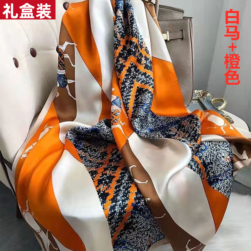 送长辈送妈妈真丝丝巾女春2025新款杭州丝绸桑蚕丝围巾披肩送老师