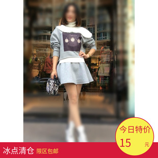 00-1 春季新款印花加绒加厚卫衣+短裙 套装