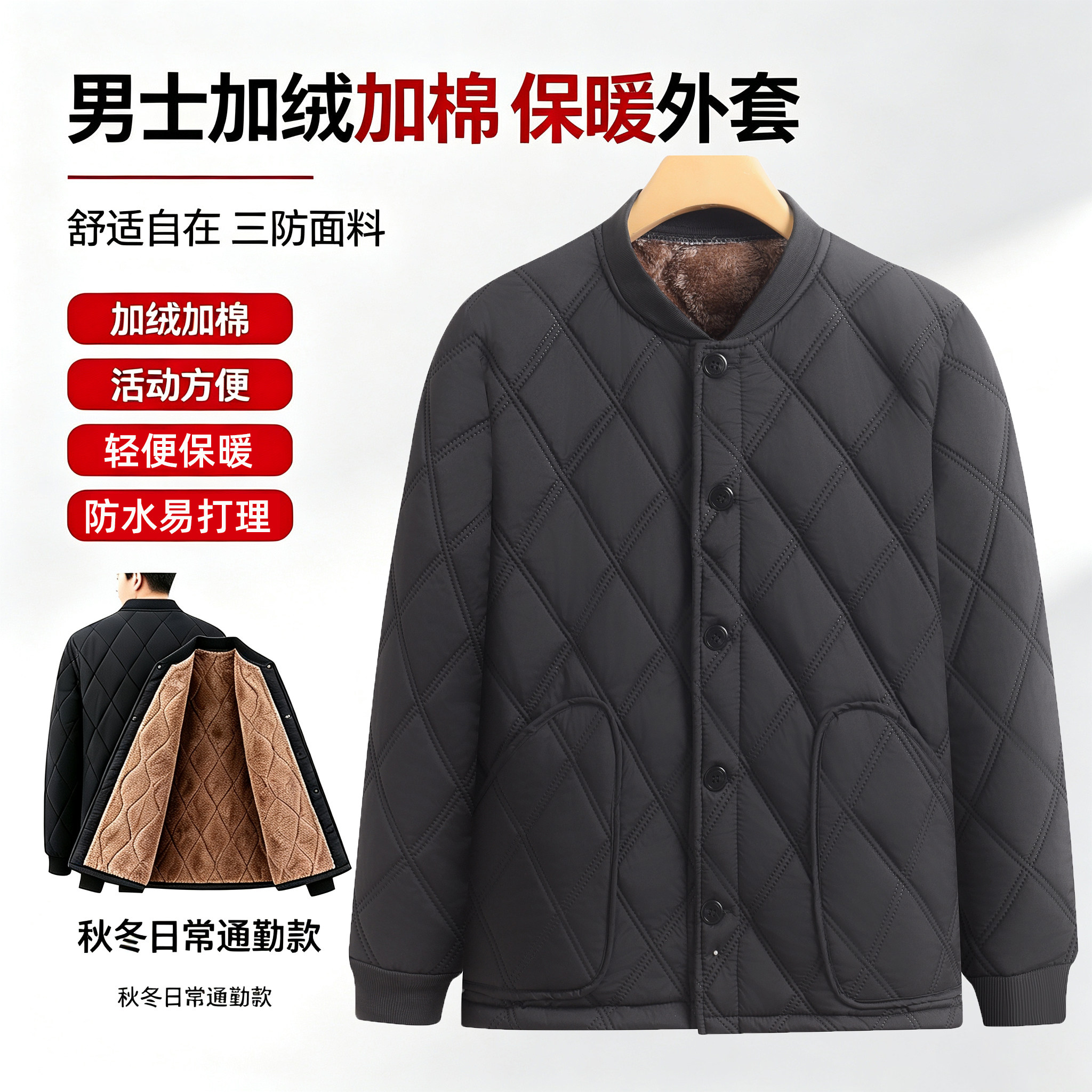 中老年男士加厚棉衣冬季保暖棉服