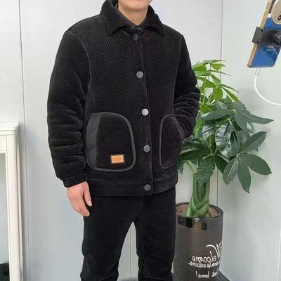 男士睡衣套装秋冬款特厚三层夹棉