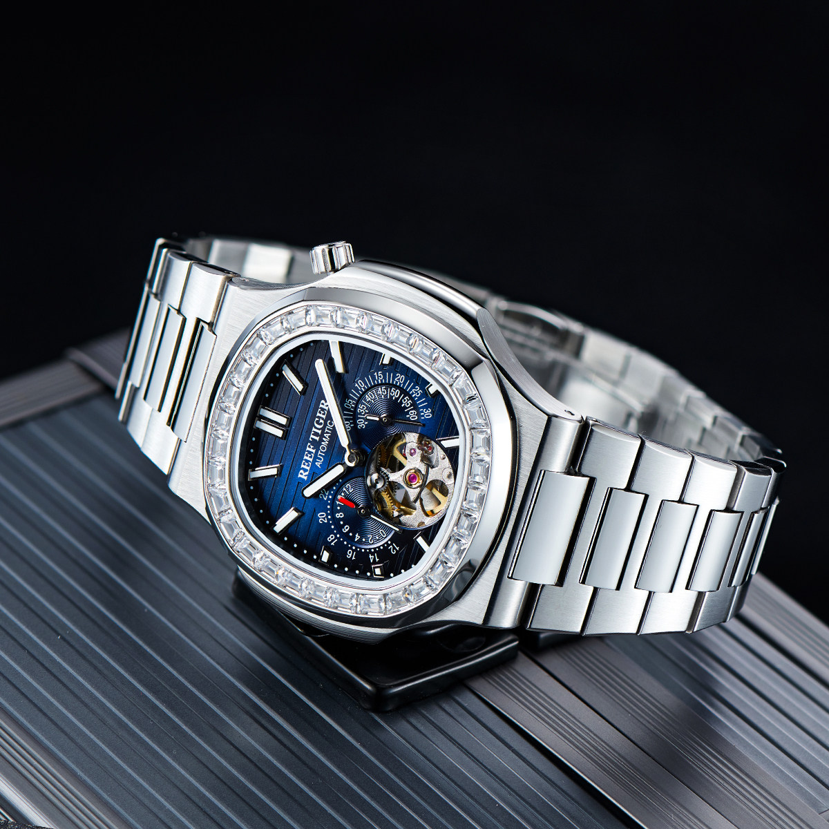 瑞夫泰格鹦鹉螺手表男机械表轻奢十大名表商务休闲男表钢带腕表