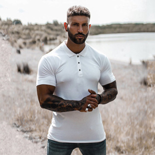 color Gym solid shirt POLO 健身运动短袖 夏季 纯棉polo衫
