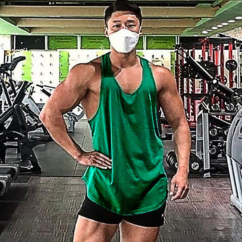 肌肉男健美健身运动背心网孔速干衣服 工字背弹力无袖坎肩T恤